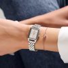 21mm Rectangle White & Silver Bracelet Watch - Image 3