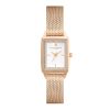 21mm Rectangle White & Carnation Gold Mesh Watch