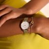 28mm Bee Ultra Slim Metallic White & Silver Mesh Watch - Image 3