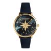 35mm Nova Slim Gold & Sapphire Blue Leather Strap Watch