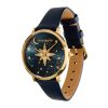 35mm Nova Slim Gold & Sapphire Blue Leather Strap Watch - Image 2