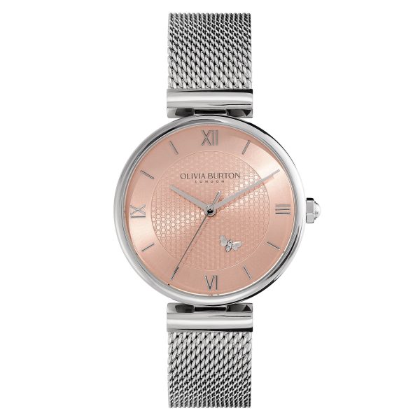 36mm Minima Bee T-Bar Blush & Silver Mesh Watch