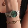 34mm Bejewelled Forest Green & Two Tone Bracelet Watch - Image 3