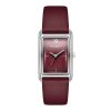 23mm Grove Silver & Cranberry Leather Strap Watch