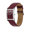 23mm Grove Silver & Cranberry Leather Strap Watch - Image 2