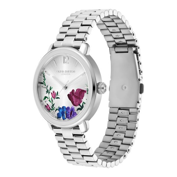 36mm Vintage Floral Silver Bracelet Watch - Image 2