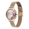 30mm Illustrated Florals Rose Gold Mesh Watch - Image 2