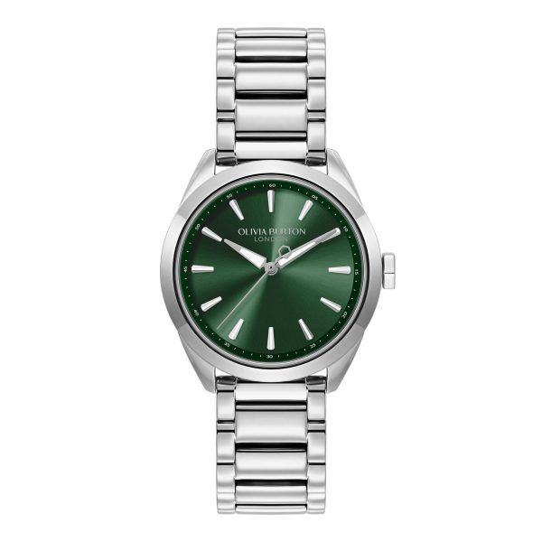 34mm Geo Forest Green & Silver Bracelet Watch