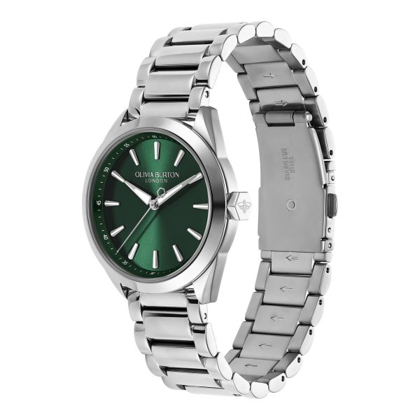 34mm Geo Forest Green & Silver Bracelet Watch - Image 2