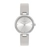 32mm Dimension T-Bar Silver & Earl Grey Leather Strap Watch