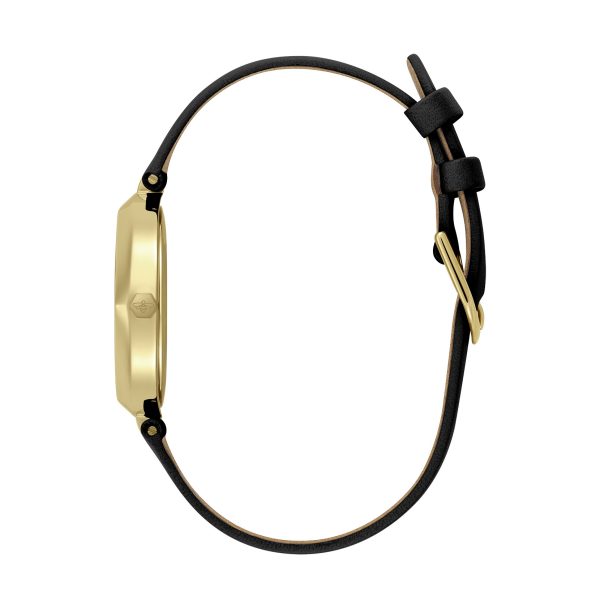 32mm Dimension T-Bar Gold & Black Leather Strap Watch - Image 4