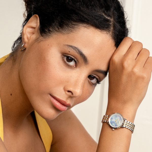 28mm Honeycomb Ultra Slim Chalk Blue & Two Tone Bracelet Watch - Image 6
