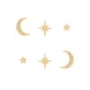 North Star & Moon Gold Stud Earrings Set