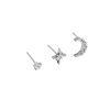 North Star & Moon Silver Stud Earrings Set - Image 2