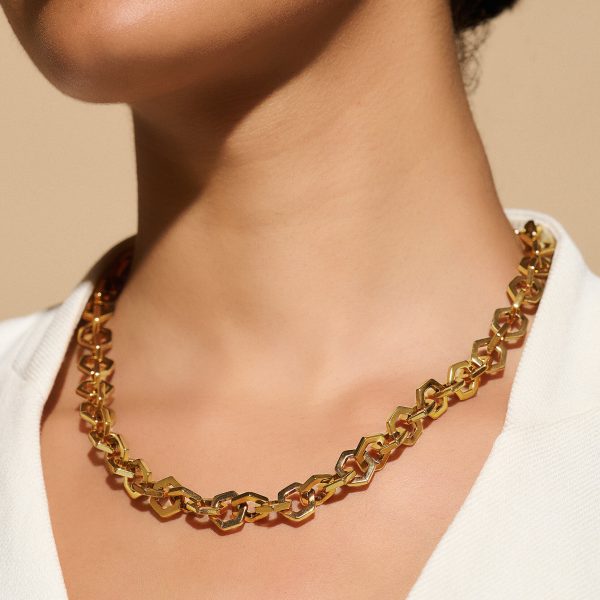Honeycomb Gold Link Necklace - Image 3