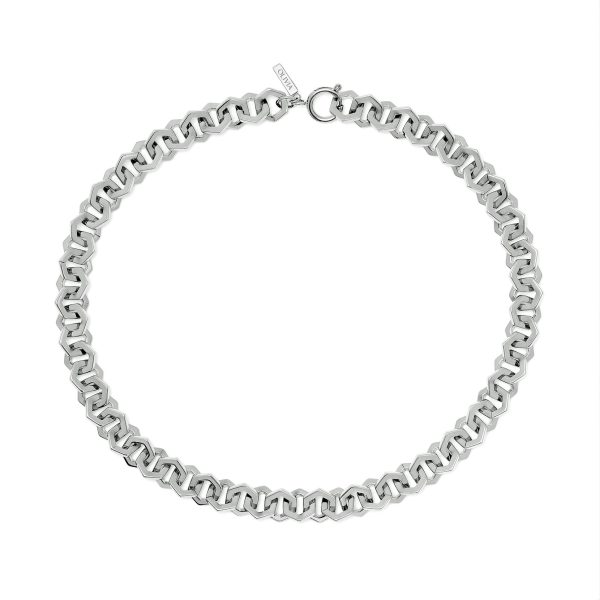 Honeycomb Silver Link Necklace - Image 2
