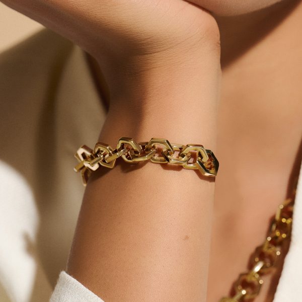 Honeycomb Gold Link Bracelet - Image 3