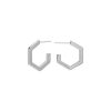 Honeycomb Silver Tone Small Hoop Earrings