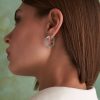 Honeycomb Silver Tone Small Hoop Earrings - Image 3