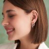 Honeycomb Silver Tone Large Hoop Earrings - Image 3