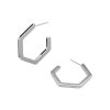 Honeycomb Silver Tone Large Hoop Earrings - Image 4