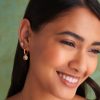 Celestial Sun Rose Gold Plated Hoop Earrings - Image 3