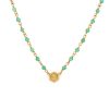 Minima Bee Green & Gold Plated Beaded Charm Necklace