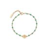 Minima Bee Green & Gold Plated Beaded Charm Bracelet