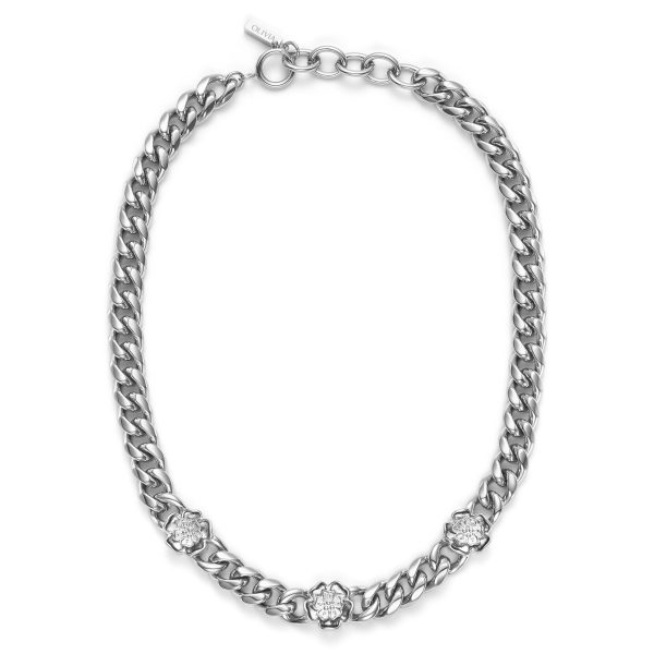 Tudor Rose Silver Tone Link Chain Necklace - Image 2