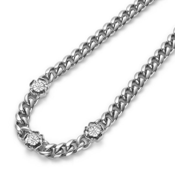 Tudor Rose Silver Tone Link Chain Necklace - Image 4