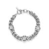 Tudor Rose Silver Tone Link Chain Bracelet