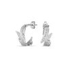 Feather Silver Tone Hoop Earrings