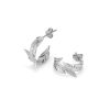 Feather Silver Tone Hoop Earrings - Image 2