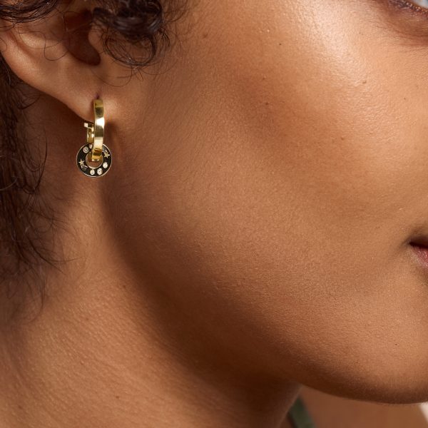 Shooting Star Onyx & Gold Plated Hoop Earrings - Image 3
