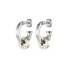 Shooting Star Ivory & Silver Tone Hoop Earrings - Image 2