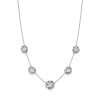 Tudor Rose Silver Tone Multi Station Necklace