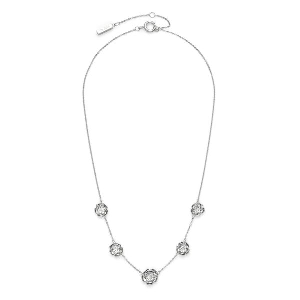 Tudor Rose Silver Tone Multi Station Necklace - Image 2