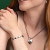 Locked Heart Silver Tone Pendant Necklace - Image 3