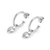 Locked Heart Silver Tone Hoop Earrings - Image 4