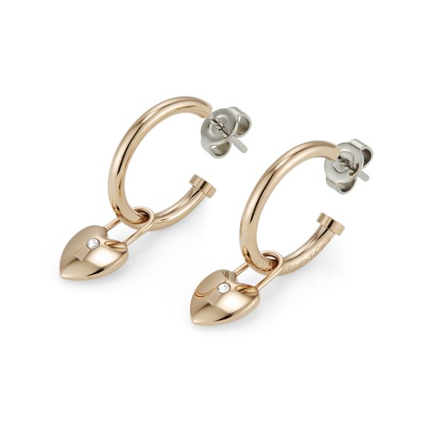 Locked Heart Rose Gold Plated Hoop Earrings - Image 4