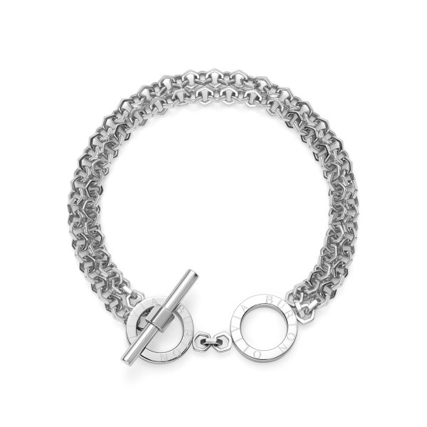 Honeycomb Toggle Silver Tone Bracelet