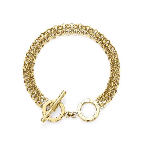 Honeycomb Toggle Gold Plated Bracelet