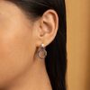 Honeycomb Toggle Silver Tone Hoop Earrings - Image 3