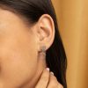 Ever Stacked Honeycomb Silver Tone Drop Earrings - Image 3