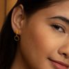 Ever Stacked Honeycomb Gold Plated Drop Earrings - Image 3