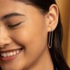Ever Stacked Honeycomb Silver Tone Large Hoop Earrings - Image 3