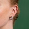 Ever Stacked Claw Silver Tone Hoop Earrings - Image 3
