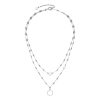 Honeycomb Silver Tone Double Chain Necklace - Image 2