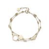 Honeycomb Gold Plated Double Chain Bracelet