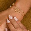 Honeycomb Gold Plated Double Chain Bracelet - Image 3
